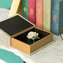 Decorative Vintage Book Shaped Trinket Storage Box, Off White