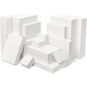 Mefleet 24 Pack Gift Boxes with Lids Assorted Sizes Small to Extra Large Different Size Shirt Box Bulk for Wrapping Christmas Presents, Holidays, Birthday Gift White