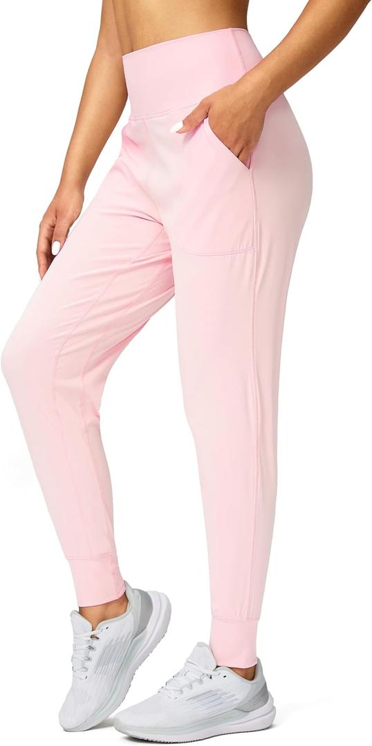 G Gradual Women's Joggers High Waisted Yoga Pants with Pockets Loose Leggings for Women Workout, Athletic, Lounge (Pink, S)