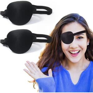 Eye Patches for Adults2 Pcs Medical Eye Patches for Amblyopia Lazy Eye Patches for Left or Right Eyes, Black 3D Adjustable Eyepatch (Black)