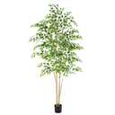 Nafresh Tall UV Resistant Ficus Tree Artificial，7ft(84in) Realistic Texture Potted Faux Ficus Tree， Fake Trees Indoor Outdoor for Home Office Living Room Bedroom Foyer Porch Decor.