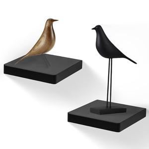 FURAOMEILI Floating Shelves for Wall Set of 2, 6-Inch Solid Wood Square Shelves, Small Decorative Wall Display Shelf for Bathroom, Bedroom, Living Room & Kitchen – Black