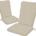 Adirondack Chair Cushion Set of 2-18''x18'' Seat & 18''x27'' Back, Outdoor Rocking Chair Cushions with Waterproof, Fade-Resistant, Removable & Machine-Washable Covers, Cream