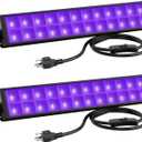 Onforu 2 Pack 48W Black Light Bars, LED Blacklight with Plug and Switch, Black Lights Flood Light, Glow in The Dark Party Supplies for Stage Lighting, Halloween Decorations, Body Paint