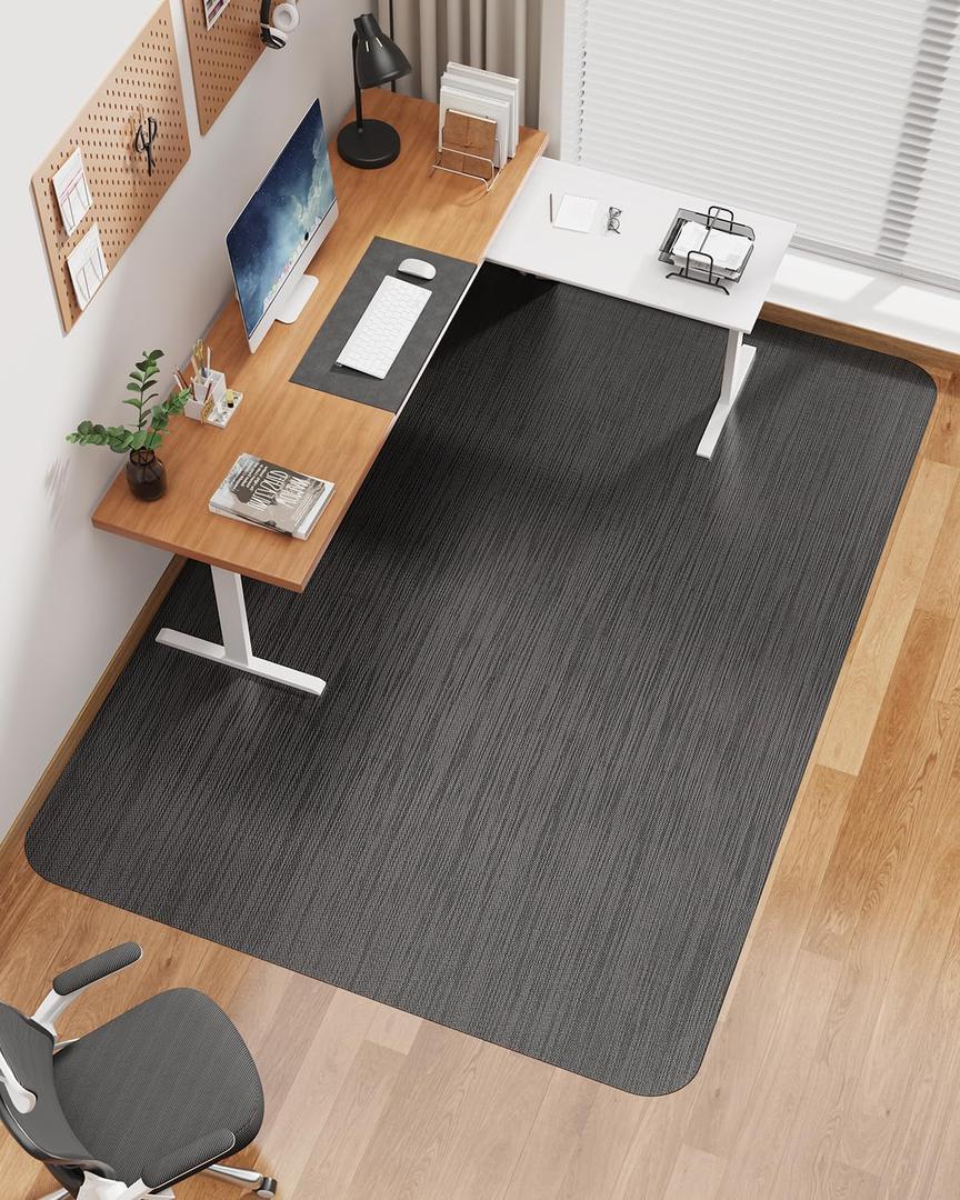 Blvornl Ultra Large Office Chair Mat for Hardwood Floor, Rolling Chair Mat for Hard Wood, Large Anti-Slip Hard Floor Protector, Heavy Duty Computer Desk Rug for Office and Home 50"*63" Black