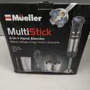 Mueller Multistick 5-in-1 Immersion Blender Handheld, 12 Speed Hand Mixer - Turbo Boost, Heaviest Duty Copper Motor, Titanium Blades Hand Blender, Milk Frother Wand, Whisk, Beaker, Chopper, Grey (Gray)
