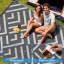 Kohree Outdoor Rug 9x12 Reversible, Waterproof Outdoor Plastic Straw Rug RV Patio Mat, Non-Slip Easy-Cleaning RV Outdoor Mat Carpet for Deck, Patio, Camping, Balcony, Deck, Backyard (Grey & White)