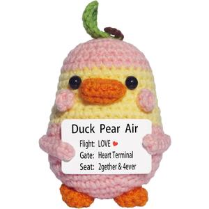 Positive Crochet Duck-Pear, Romantic Christmas Anniversary Birthday Gifts for Women Her Dads Graduation Girlfriend, Funny Cute Desk Decor-Fathers Day, Wedding I Love You Gift for Him Couple