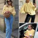 Wyeysyt Womens Cardigan Sweater Button Down Long Sleeve Chunky Soft Knit Sweater Fall Open Front Loose Casual Cardigan Coat (Yellow, S)