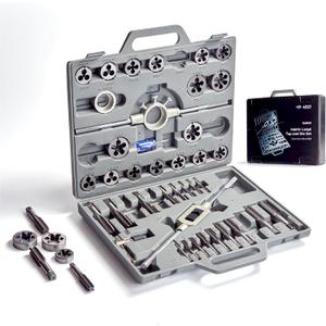 toolant 45pcs Metric Tap and Die Set, M6-M24 Large Threading Set with Round Dies for Cutting and Rethreading Internal and External Threads
