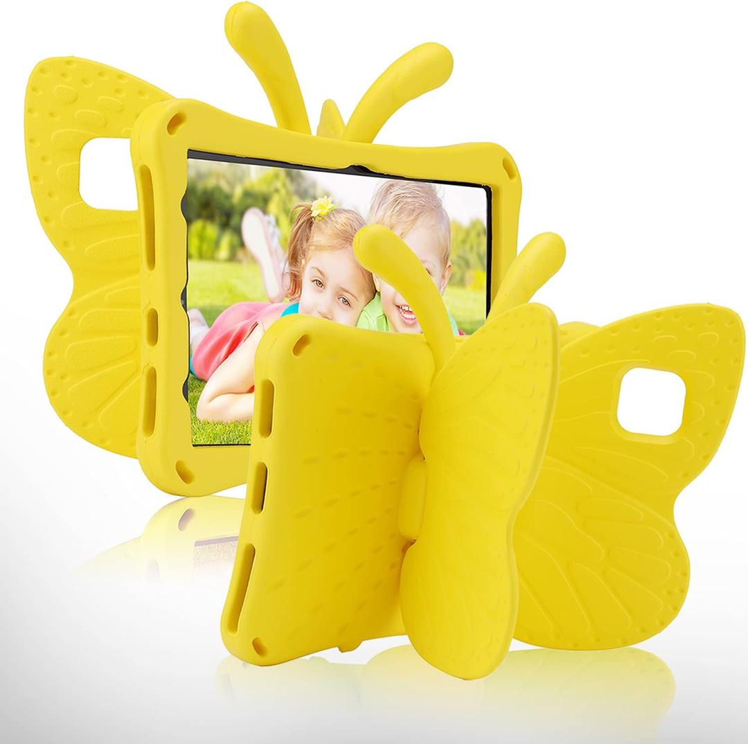 Kindle Fire HD 10 Kids Pro Tablet Case Fire HD10 2021 2023 10.1 11th 13th Generation Butterfly Case with Kickstand EVA Full Boby Rugged Shockproof Kids HD 10 Plus Tablet Cover for Girl Gift (Yellow)