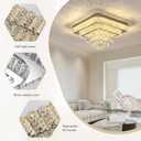 COCOSTAR Crystal Chandeliers, Modern Led Luxury Chandelier, 25" Suqare Flush Mount Chandelier Ceiling Light, Chandeliers for Dining Room, Living Room, Bedroom