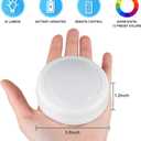 BLS LED Puck Lights with Remote Control, Wireless Under Cabinet & Closet Lighting, RGB 13 Color Changing Lights with Dimmer, Timer & AA Battery Operated, Push, Touch, Stick on for Night, White, 2 Pack