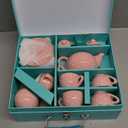 CHENP.HMC Tea Party Set for Little Girls, 13 Piece Sets Kids Tin Tea Party with Cups, Saucers, Plates & Serving Trays, Girls Birthday Gift (Pastel Polka Dots)