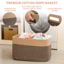 75L Large Cotton Rope Basket, Soft Toy Storage Bin for Nursery & Living Room, Decorative Blanket Basket for Bedroom, Baby-Safe Organizer for Pillows &Laundry, 22''×17''×12'', Brown & Black