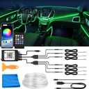 MICTUNING Car LED Interior Strip Light, 6 in 1 RGB Multicolor with 390 inches Fiber Optic Ambient Lighting Kits with Remote and APP Control, Car USB LED Strip Lights with Music Sync Mode