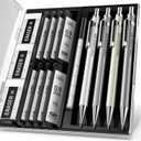 Four Candies 0.9mm Metal Mechanical Pencil Set with Case - 4PCS Fancy Mechanical Pencils, 8 Tubes HB #2 Lead Refills, 3PCS 4B Erasers and 9PCS Eraser Refills, Led Pencils Mechanical for Writing