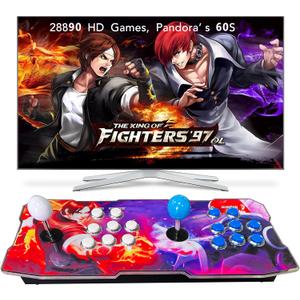 FVBADE [30000 Game in 1] 70S Pandora Box mini Arcade Console for Children Compatible PC & Projector & TV ,3D Games 1-4 Players Double Joystick Favorite List Game Category Save/Search/Hide/Pause Games (Red)