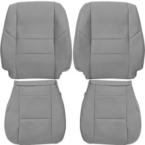 NLQR Gray Front Driver and Passenger Side Bottom and Top Lean Back Replacement Microfiber Leather Seat Covers Compatible with Toyota Sequoia Tundra 2000 2001 2002 2003 2004 2005 2006