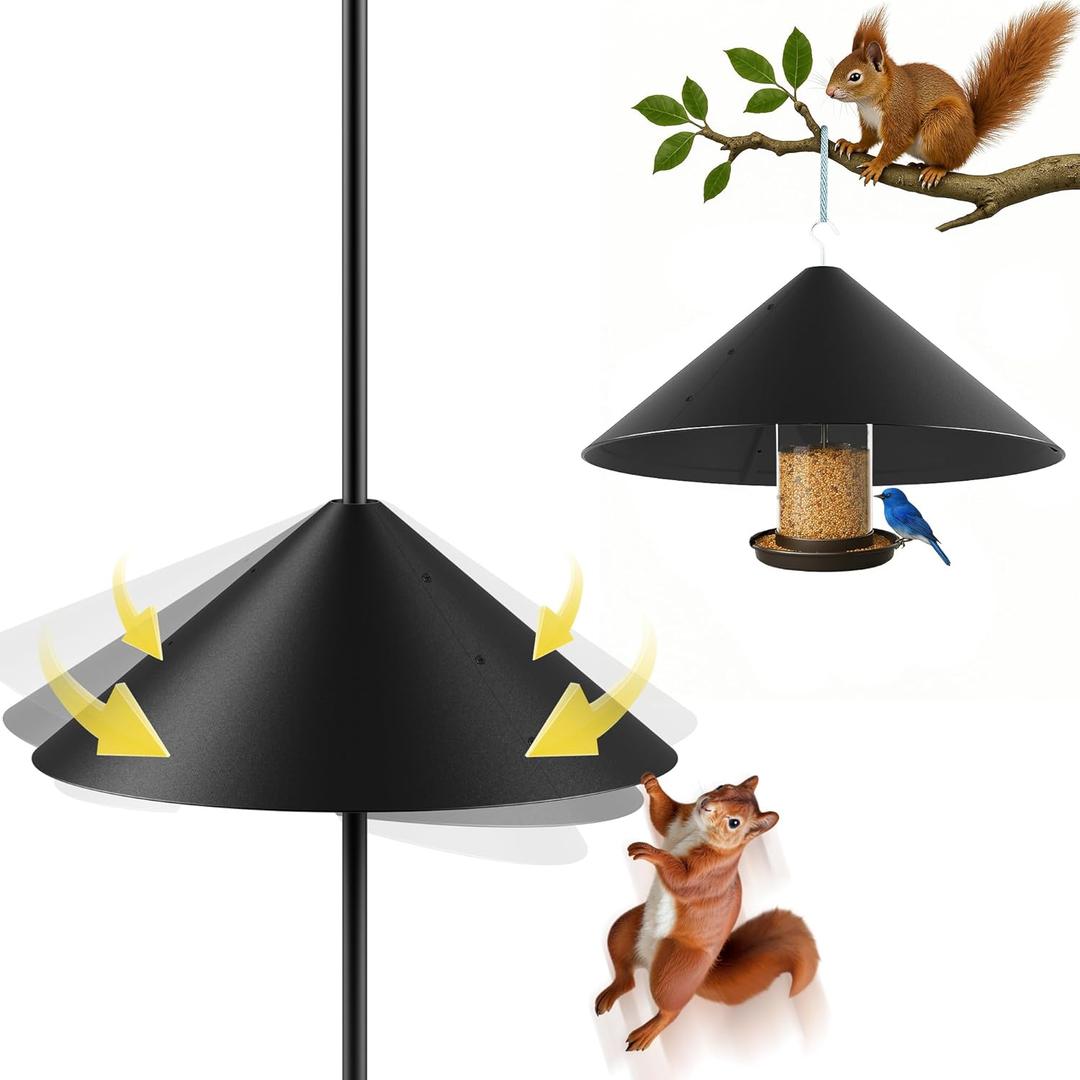 19 Inch Metal Squirrel Baffle for Bird Feeder Pole, Squirrel Proof Bird Feeders for Outdoors Hanging Cover for Rain Guard, Rust Proof Chew Proof Heavy, 1 Pack