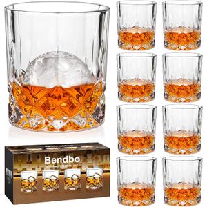 Whiskey Glasses Set of 8, 10 oz Crystal Old Fashioned Glasses, Perfect for Bourbon, Scotch, Vodka, Gift for Men, Women, Dad, Father