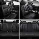 MINGBRON Black Car Seat Cover with Lumbar Support, Car Seat Protector Waterproof, Nappa Leather Car Seat Cushion, Car Seat Covers Front Seats and Back Fit for Most Cars