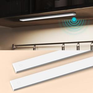 15.7 inches Full Screen Bright Motion Sensor Light Indoor, Rechargeable Under Cabinet Lighting, Quick Setup, 3 Color Temps and Stepless Dimming LED Under Cabinet Lights Pack of 4