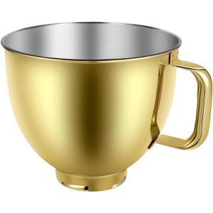 Golden Heavy Duty Stainless Steel Mixer Bowl 5QT For KitchenAid Artisian&Classic Tilt-head Stand Mixeres, Replacement Bowl For KitchenAid Mixers