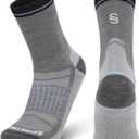 Ultralight Merino Wool Hiking Socks, Thin Breathable Crew Running Socks for Men Women, Moisture Wicking Athletic (Gray, Large)