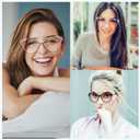 2 x 3 Pack Fashion Cat Eye Reading Glasses Women, Ladies Cateye Anti Blue Light Readers, Cute Anti Glare/UV Eyeglasses (Transparent,black,purple)
