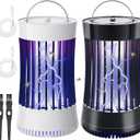 2 Packs Indoor Electric Bug Zapper with Fan, 2-in-1 Plug-in 1500V High Voltage Mosquitoes Killer with Hanger, Small Fly Insects Lamp Trap Catching Moth Gnat Fruit Flies, White & Black