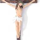 Crucifix Wall Cross - 16 Inch Hand Painted Jesus Christ Statues Resin Catholic Wall Decor for Inspirational Home, Altar, Living Room, Religious Gifts, 16.1"L x 10.6"W