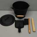 1.5-Gallon Metal Ash Bucket with Lid, Shovel, Broom - For Fireplaces, Wood Stoves