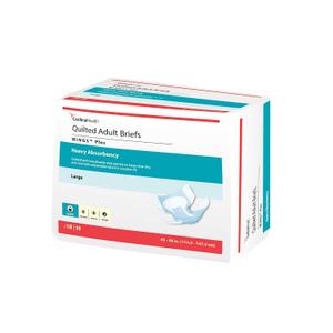 Cardinal Health Quilted Adult Briefs, Wings Plus, Heavy Absorbency, Size Large, Unisex Adult Briefs, Disposable Incontinence Diapers with Refastenable Tabs Case of 4 Bags of 18 Briefs (72 Total) (L)