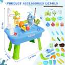 Water Table for Toddlers 1-3, Kids Play Sink for Toddlers with Pump, Whale Slide, Waterfall Shower & Pretend Kitchen Accessories, Summer Baby Water Toy for Outdoor Backyard Sensory PlayBlue