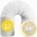 Portable Air Conditioner Hose, 5.9" Diameter Anti-Clockwise Thread, Universal Replacement AC Vent Hose Length up to 80" (Does not Include Coupler)