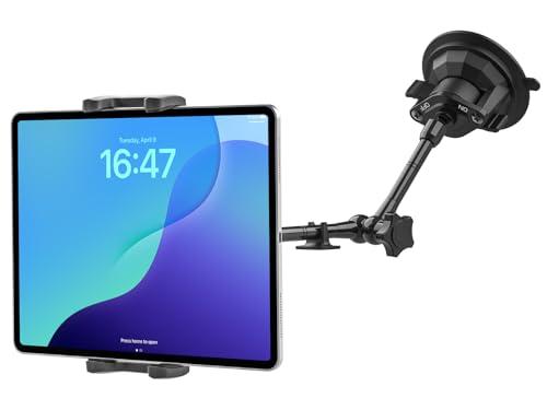CANHET Heavy Duty Metal Truck Tablet Mount with Long Adjustable Arm, Suction Cup Dashboard & Windshield Holder for Semi Truck, Pickup, SUV – Fits 4-13" iPad Pro Air Mini, Galaxy Tab, Z Fold, Phones