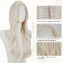 FREE BEAUTY Long platinum Blonde Wavy Wig for Women Middle Part Curly Wavy Wig Natural Looking Synthetic Heat Resistant Fiber Wig for Daily Party Use 26 Inch