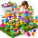 145 Pcs Toys for 3 Year Old Girl,Toddler Gardening Set Flower Garden Toy Girls Building Sets Best Educational Learning Fine DIY Crafts Stem Construction Stacking Kit,for 3 4 5 6 7 Years Kids