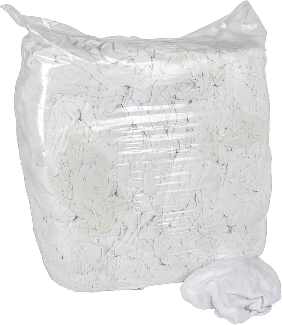 JEGS General Use Shop Rags | 25 LBS Bag | Made In USA | Clean White Cotton | Various Pre-Cut Sizes, Pack of 2 