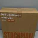 Stack Man [48 Sets - 32 oz. Plastic Deli Disposable Food Storage Containers with Airtight Lids