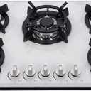 30 Inch Gas Cooktop DTW5701 White Tempered Glass Stovetop, 5 Burners LPG/NG Convertible Stove Thermocouple Protection Cooktop