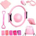 IwIeIaIrI Pilates Ring 13 Set, Pilates Kit for Home Workout,Pilates Equipment with 14.9'' Pilates Circle and Ball,5 Strength Bands, Resistance Bands,Grip Socks Accessories for Starter Home Workouts