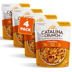 Catalina Crunch Protein Snack Mix with Cheese Crisps - 10g Protein, 1g Sugar per Serving - Good Source of Fiber, Keto, Gluten Free - Cheddar, 5.25 Ounce Bag (Pack of 4), BB 10/30/2026