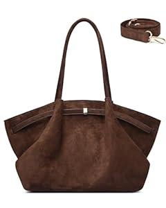 Makukke Tote Bag for Women, Faux Suede Bag Women's Handbags, Shoulder Crossbody Bag for Daily Commute & Casual Use (Chocolate)