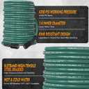 Pressure Washer Hose 50 ft, 4200 PSI Steel-Braided & Durable - Flexible & Kink-Resistant, Power Washer Hose with M22-14mm Stainless Steel Swivel Plug, Hot/Cold Water Compatible - Green