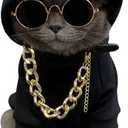QWINEE 3Pcs Dog Hoodie Cat Apparel Dog Custume Set with Necklace and Sunglasses Pet Clothes for Dogs Cats L
