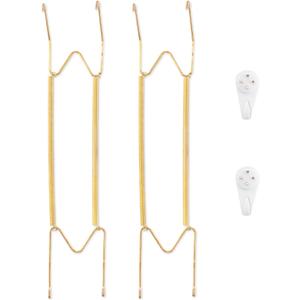 Bilillo 2 Pack Plate Hangers for The Wall, Suitable for 16-20 inch Decorative Plate, Stainless Steel Invisible Heavy Duty Wire Plate Holder with Wall Hooks, Plate Hangers for Displaying Plates