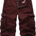 FOURSTEEDS Women's Cotton Loose Fit Zipper Multi-Pockets Twill Bermuda Drawstring Women Cargo Shorts Black US 10