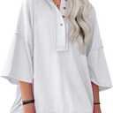 SHEWIN Women's Fashion Oversized T Shirts Casual Short Sleeve Reverse Seam Summer Tops Tees (X-Large)